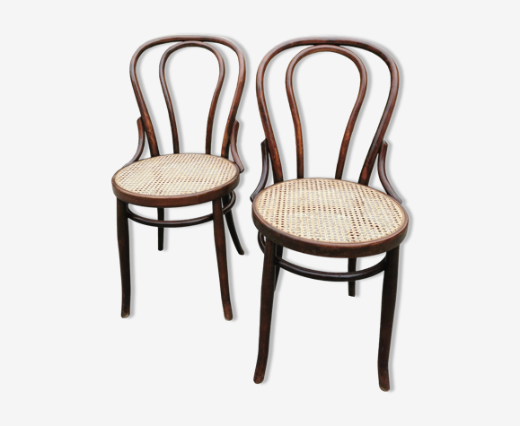 Paire de chaises bistrot cannage authentique