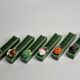 Set of six enamelled ceramic knife holders decorated with vegetables from the sun
