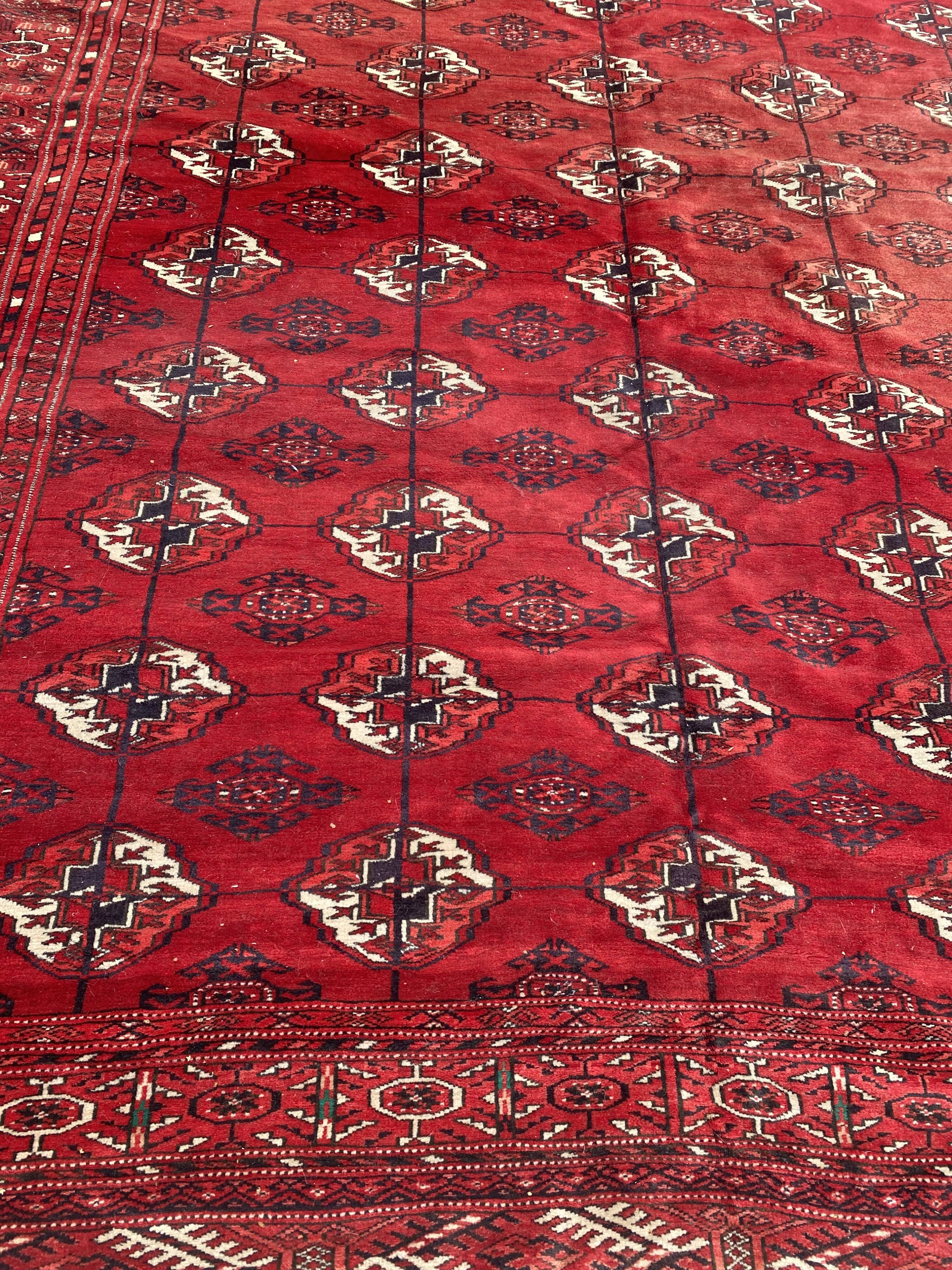 Nice big vintage carpet Bokhara handmade 200x282 cm