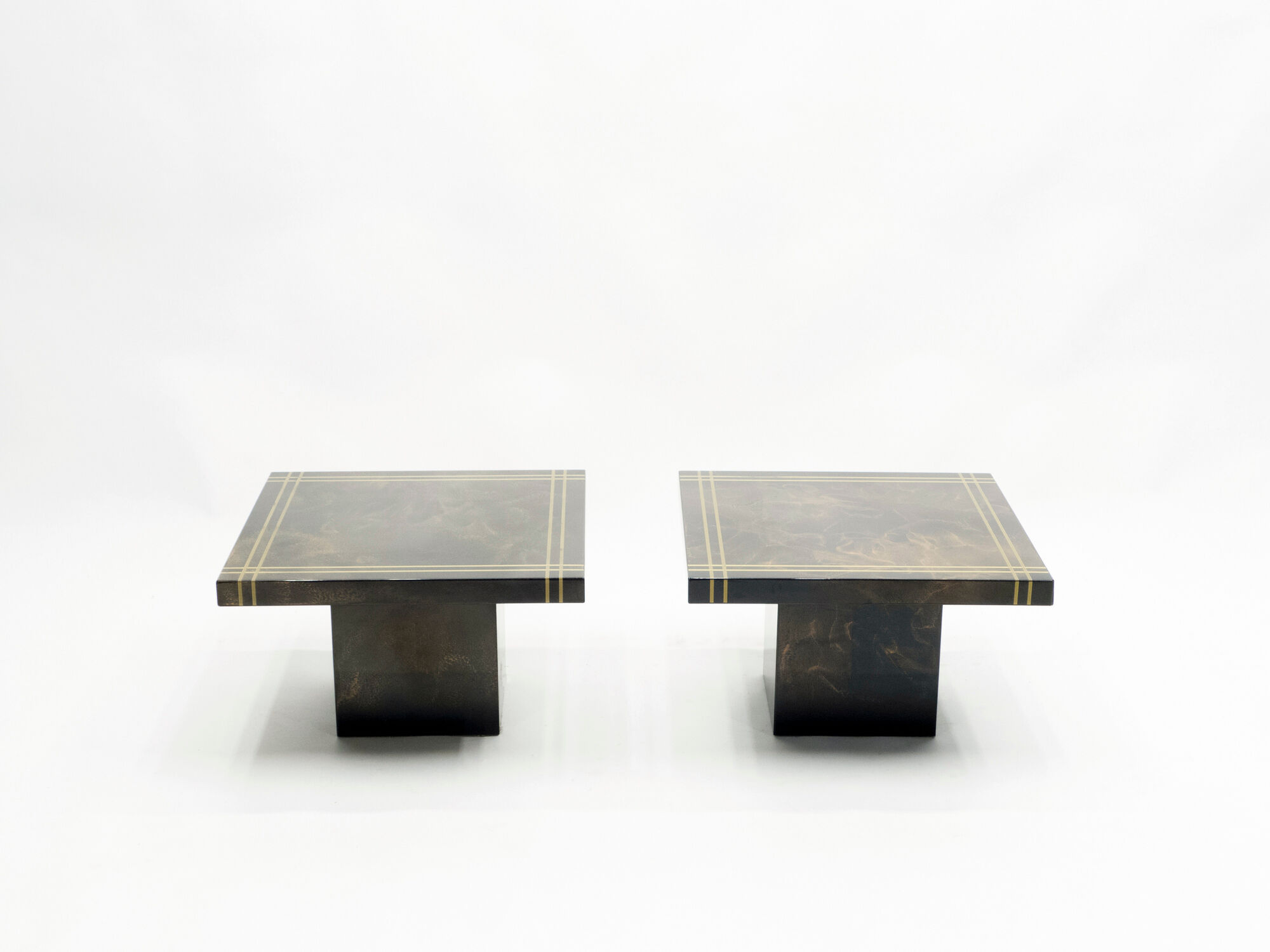 Pair Guy Lefevre Brass Laqué Sofa Tips for Roset Line 1970