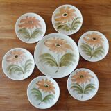 Lot 6 assiettes & 1 plat faience St Amand  annees 70