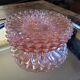 Art Deco Pressed Glass Dessert Plates in Pink — Circa 1930