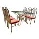 Italian brass dining table and chairs, 1970s, set of 7