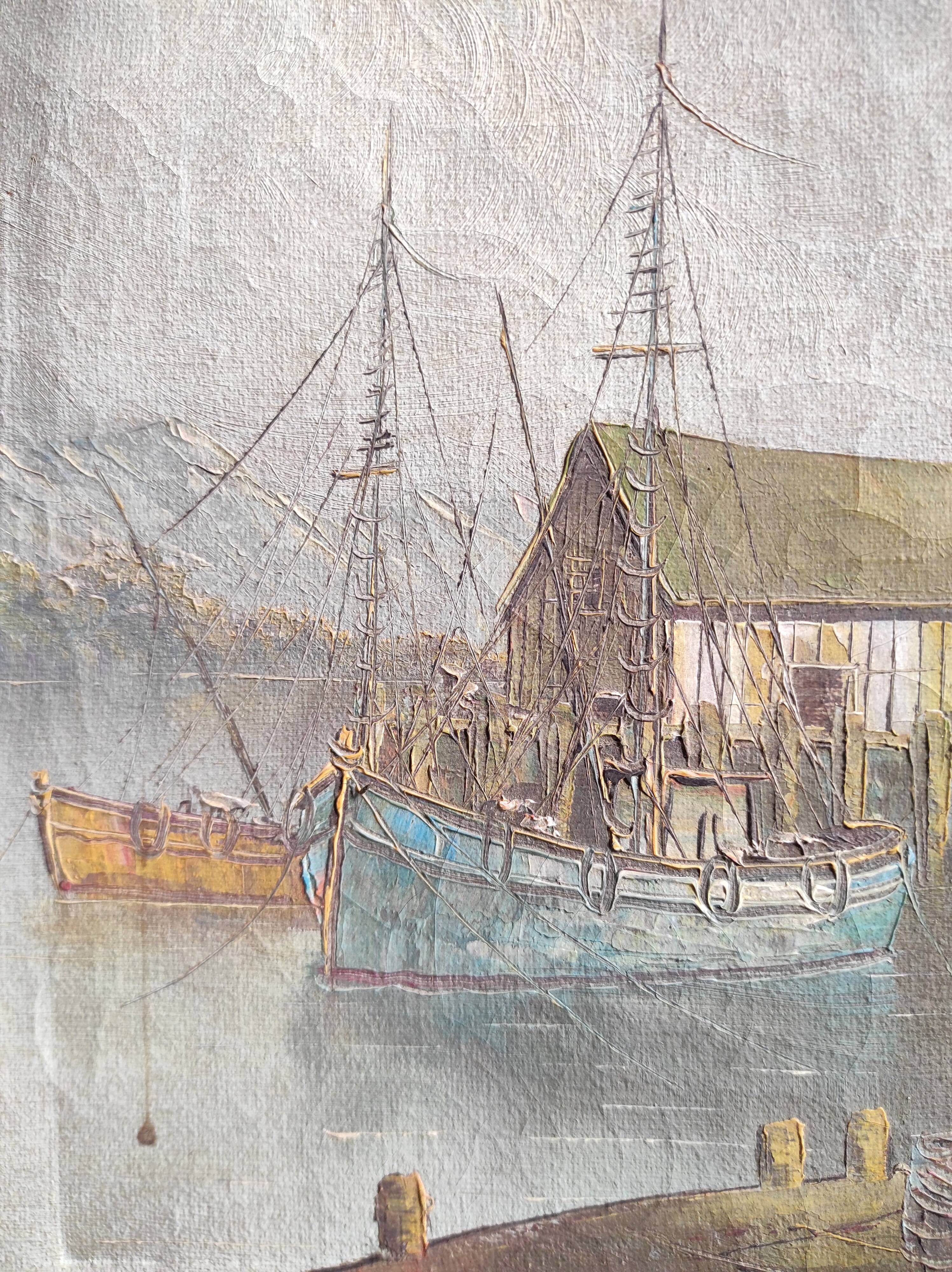 Vintage French oil painting on canvas, signed L. Salcido