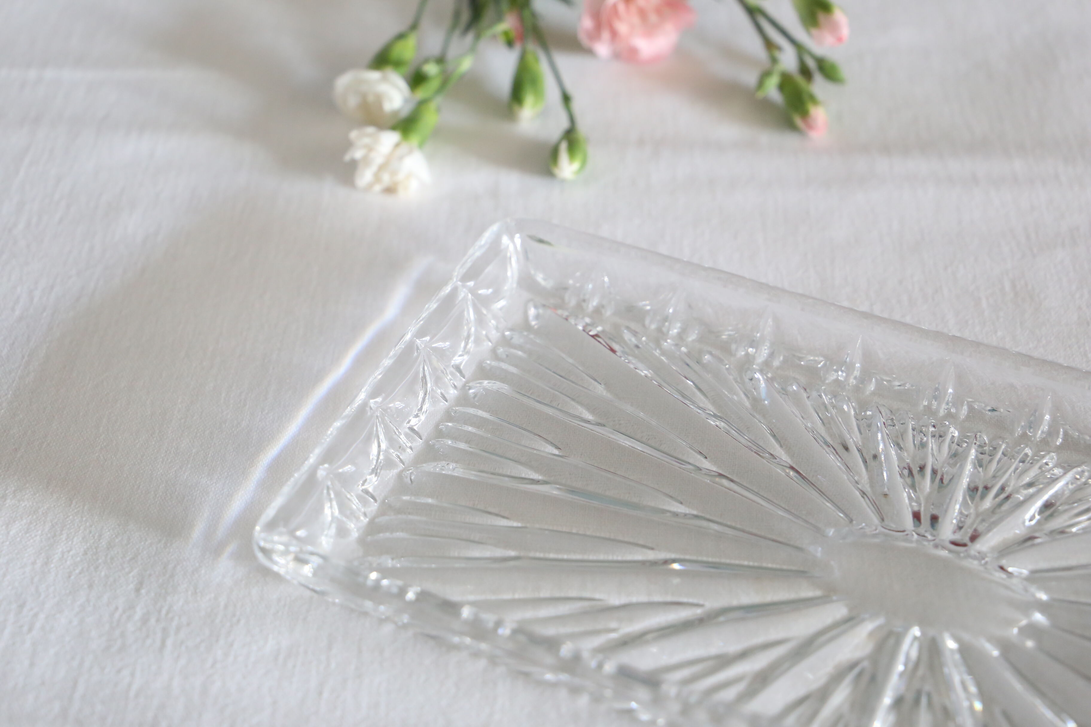 Rectangular glass dish, moulded glass, art deco