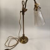 Bronze desk art deco lamp with tulip signed "schneider"