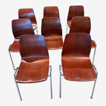 Lot de 8 chaises Pagholz années 70, Allemagne