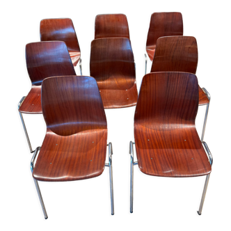 Set of 8 chairs Pagholz 70s, Germany