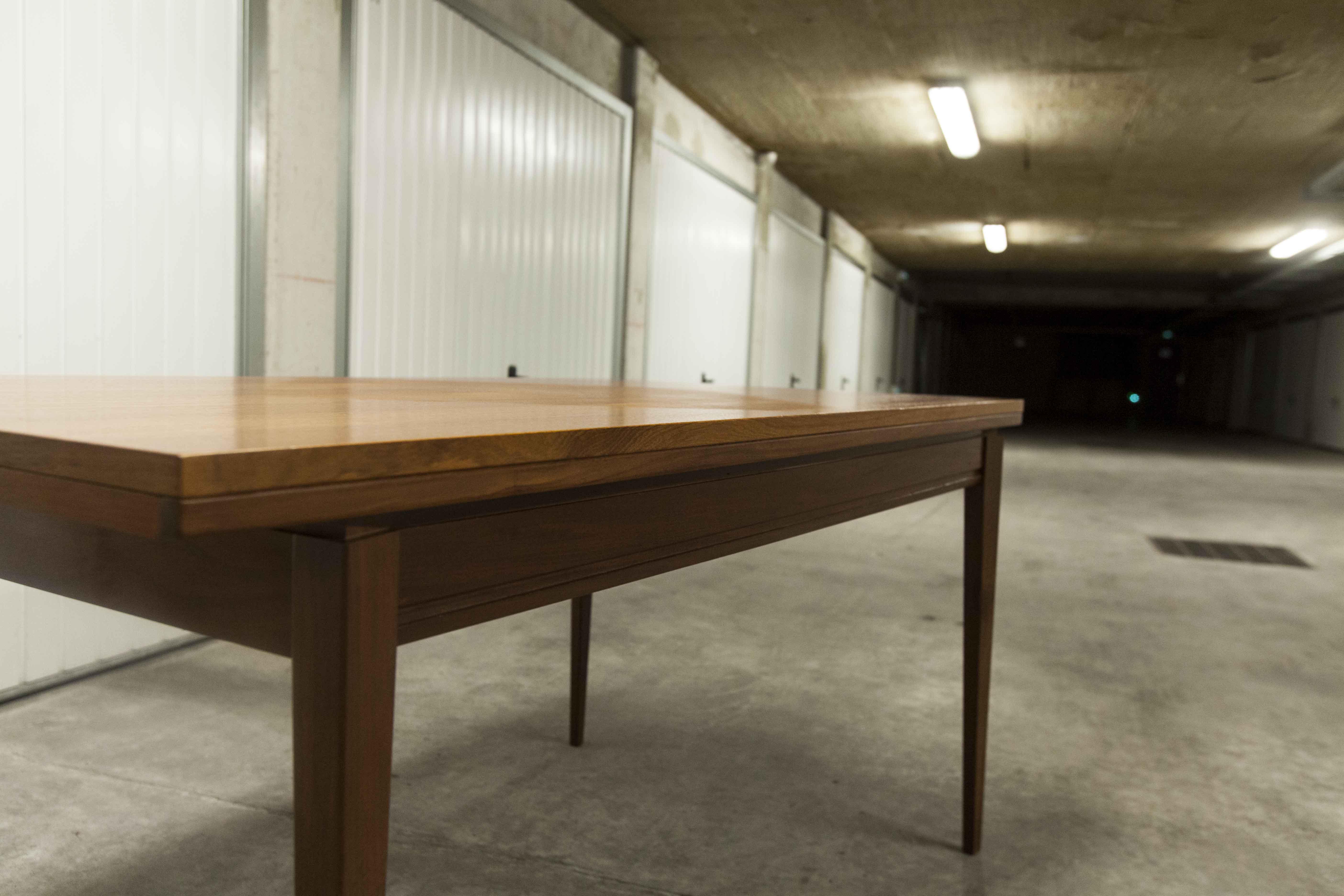 60's rectangular Scandinavian table with extension cords