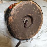 Multicolored painted wooden lamp with floral and animal decoration