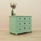 Solid pine chest of drawers painted green, three drawers, Denmark 1950s