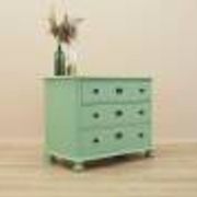 Commode en pin massif peinte en vert, trois tiroirs, Danemark années 1950.
