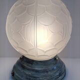 Art deco ball lamp in pressed molded glass