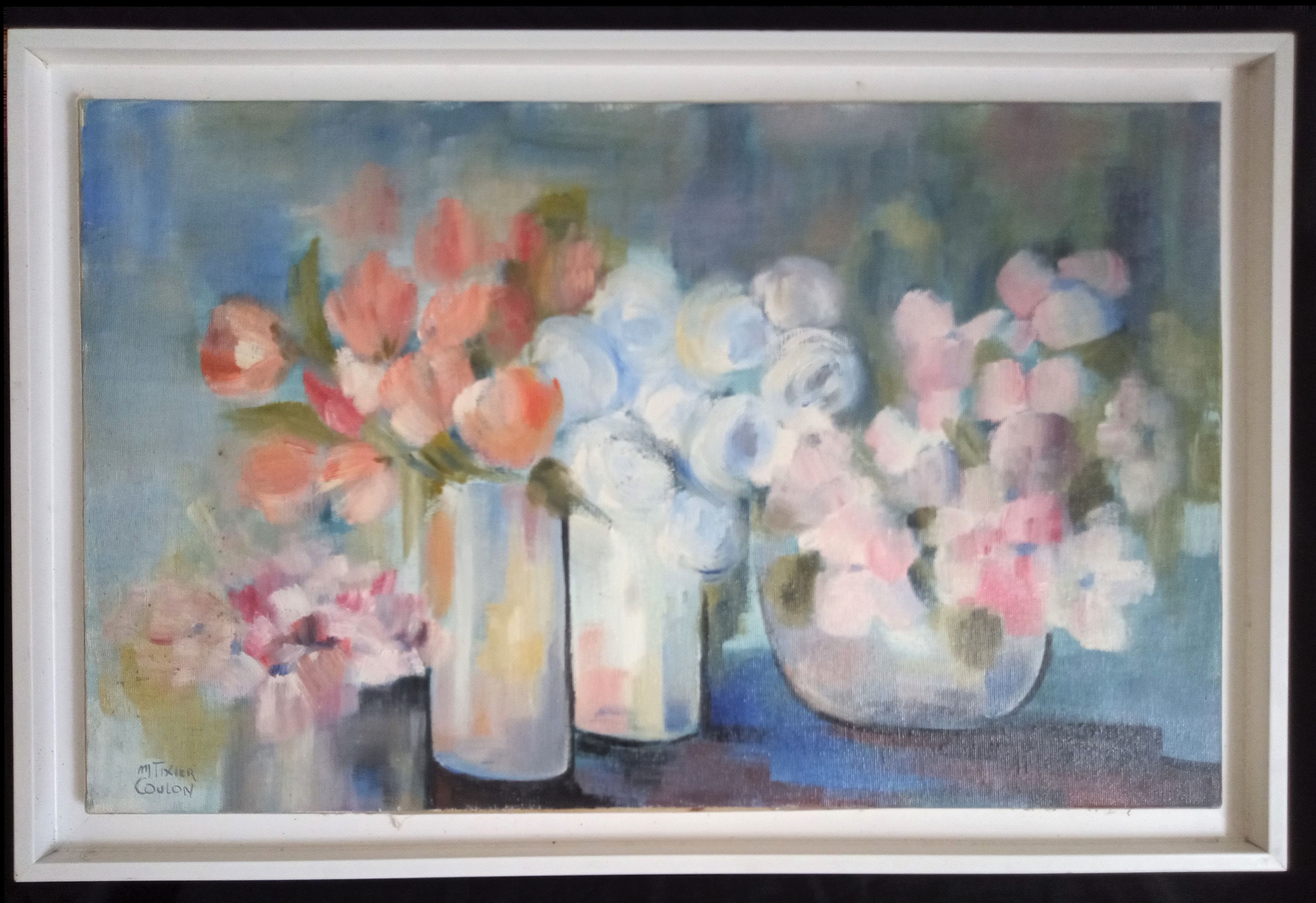 Impressionist still life with flowers, oil on canvas signed and framed