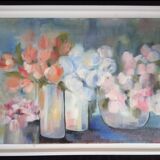 Impressionist still life with flowers, oil on canvas signed and framed