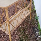 Rattan desk with vintage stool - 1950s
