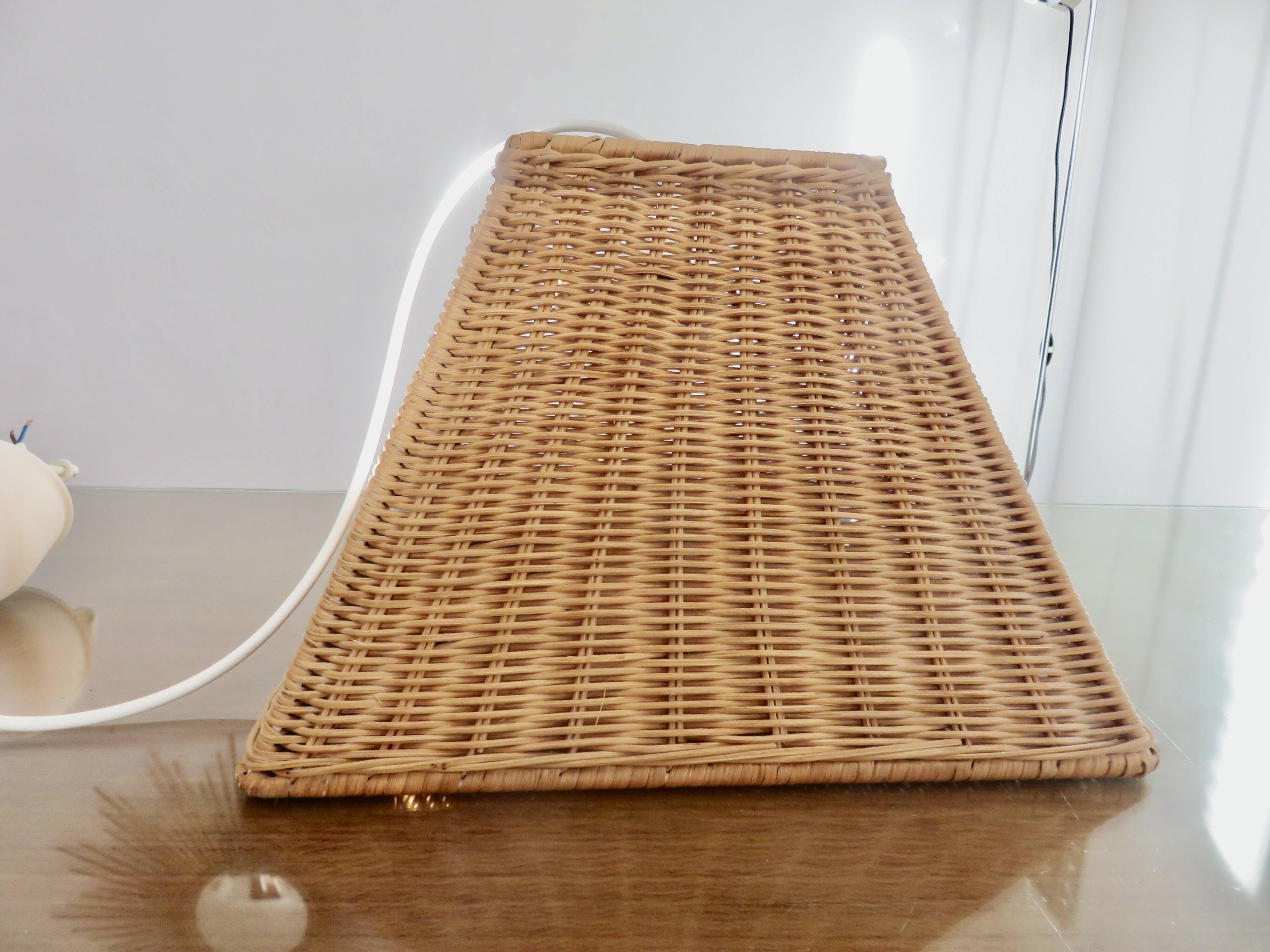 Large 1970s rattan pendant light