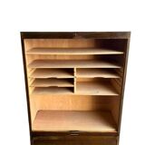 Vintage wooden compartment cabinet with rolling shutter