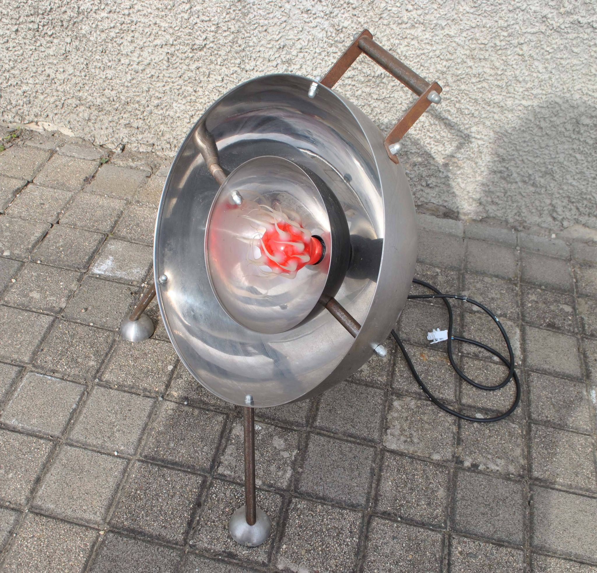 Lampe sphère planète en métal chromé design space-age 1960-1970