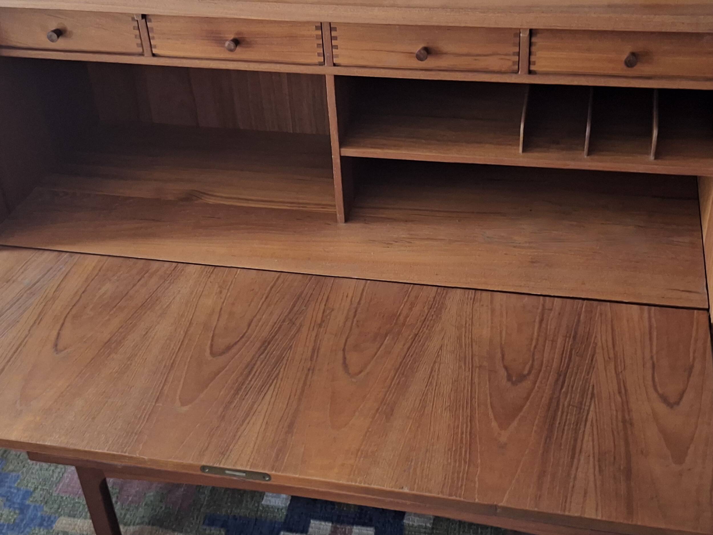 Bernhard Pedersen teak secretaire, Denmark 1960s