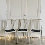 Trio of Tolix style metal chairs