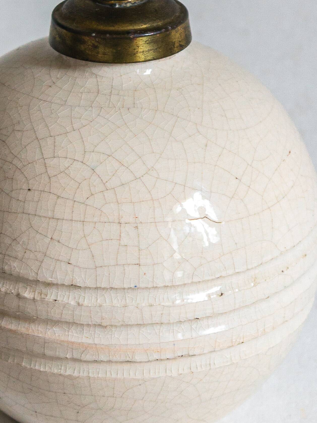 White crackled ceramic lamp base, 1930s