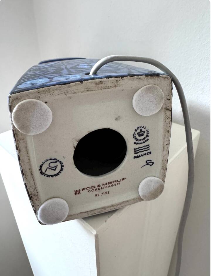 Royal Copenhagen Fajance Baca Blue Table Lamp, Nils Thorsson Mid-Century