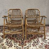 Rattan and Bamboo Folding Armchairs Valencia Spain 60'S