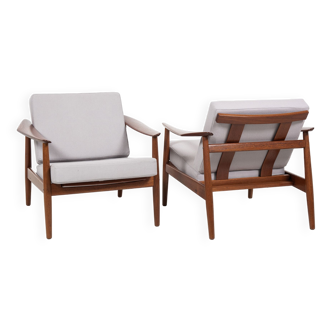 Midcentury Danish pair of lounge chairs in teak by Arne Vodder for France & Søn 1960s