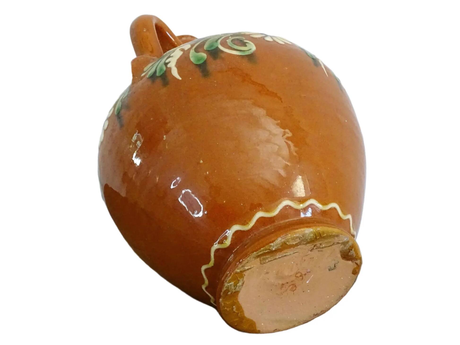 Pichet vintage en terre cuite à fleurs