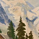 Large chalet mountain landscape oil on panel / old painting