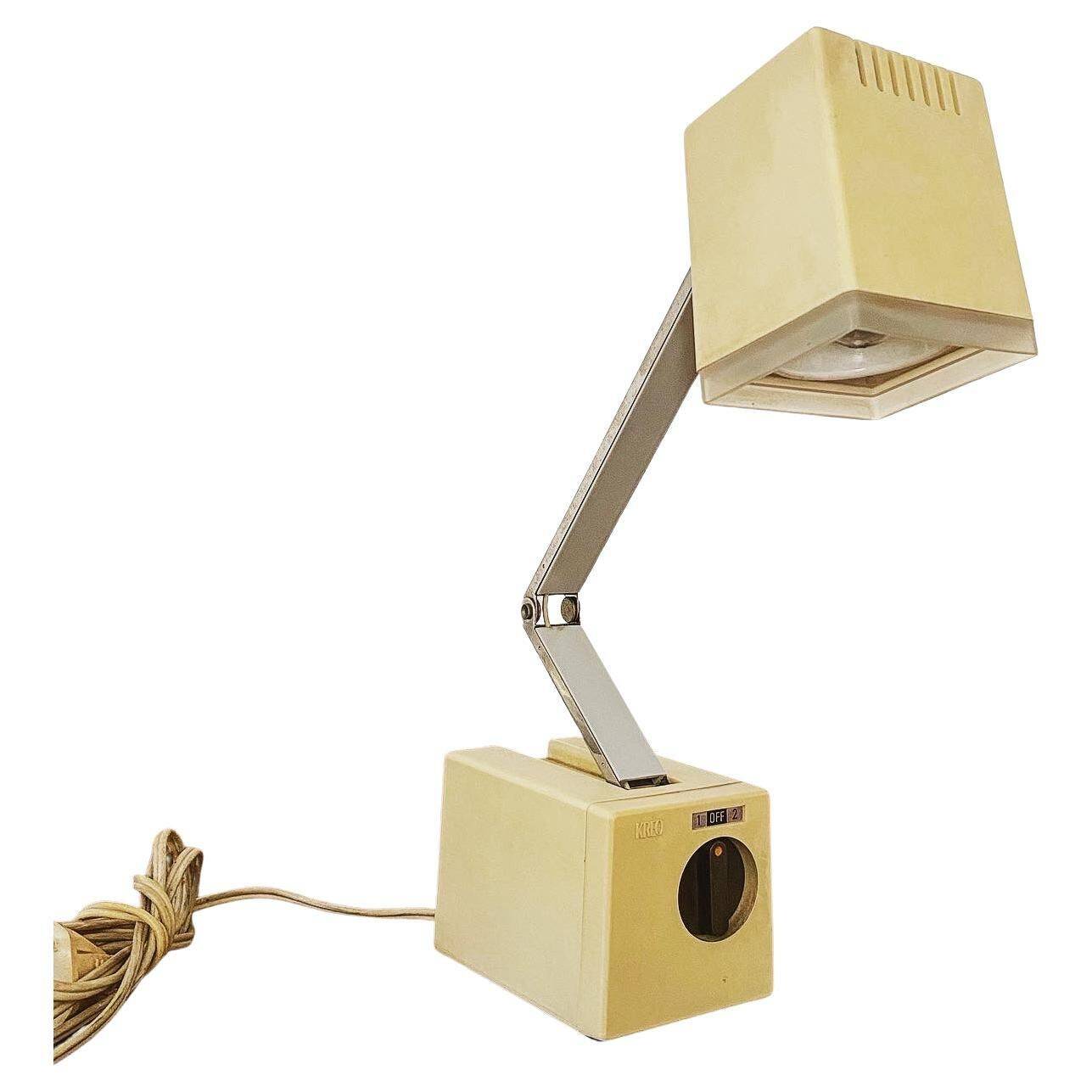 Vintage Telescopic Table Lamp Kreo Lite Model Na 270, in White Plastic and Metal