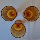 3 textured amber stemmed glasses. Vintage.