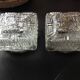 Paire de plafonniers carrés en verre structuré / vintage années 60-70