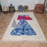 Colorful handmade wool Berber rug 250 x 150 cm
