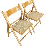 Pair of folding caned chairs