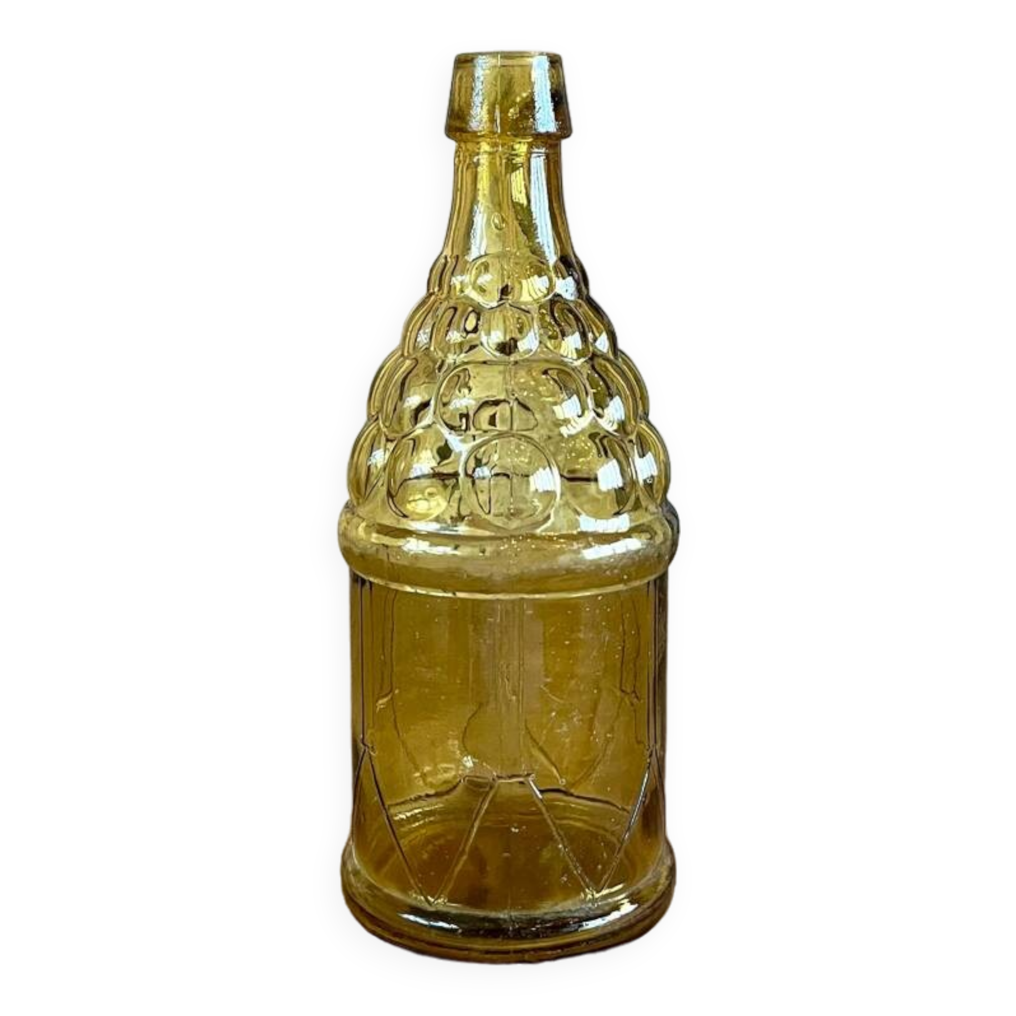 70s yellow glass bottle
