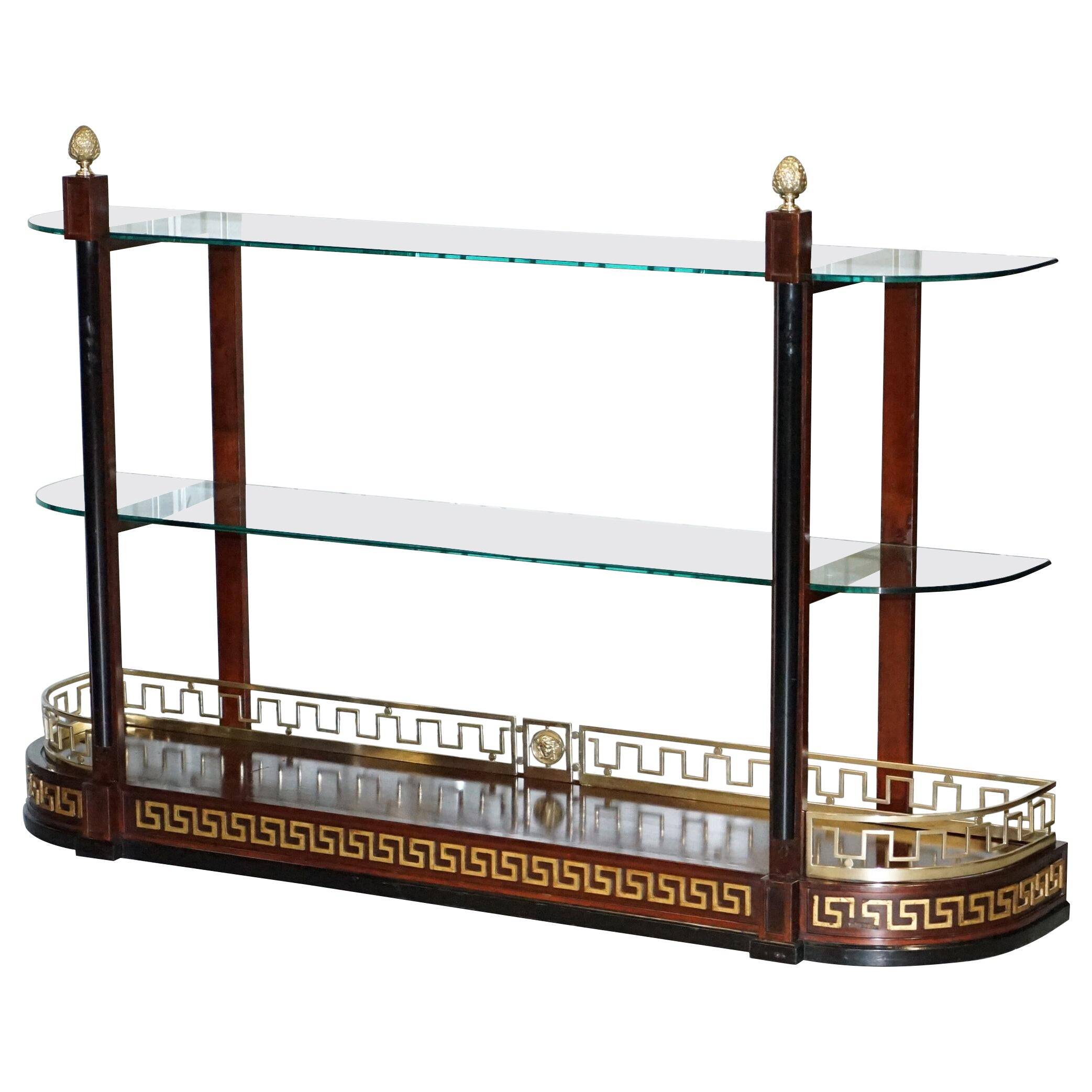 Versace console library in mahogany and brass