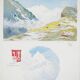 Aquarelle originale signée René Leverd : Suisse, Col du Brüning