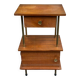 Mid-Century bedside table in solid teak/mahogany with brass, 1960.