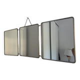 Vintage 1950s triptych barber brick hairdresser mirror - 30 x 76 cm