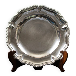Plat rond en métal argenté