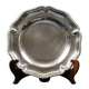 Round silver-plated metal plate with a scalloped edge – frieze of gadroons.