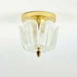 Mid-Century Modern Floral Glass & Brass Ceiling Light from Limburg, 1970s