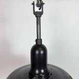 Industrial Black Enamel Factory Lamp with Porcelain Top, 1950s