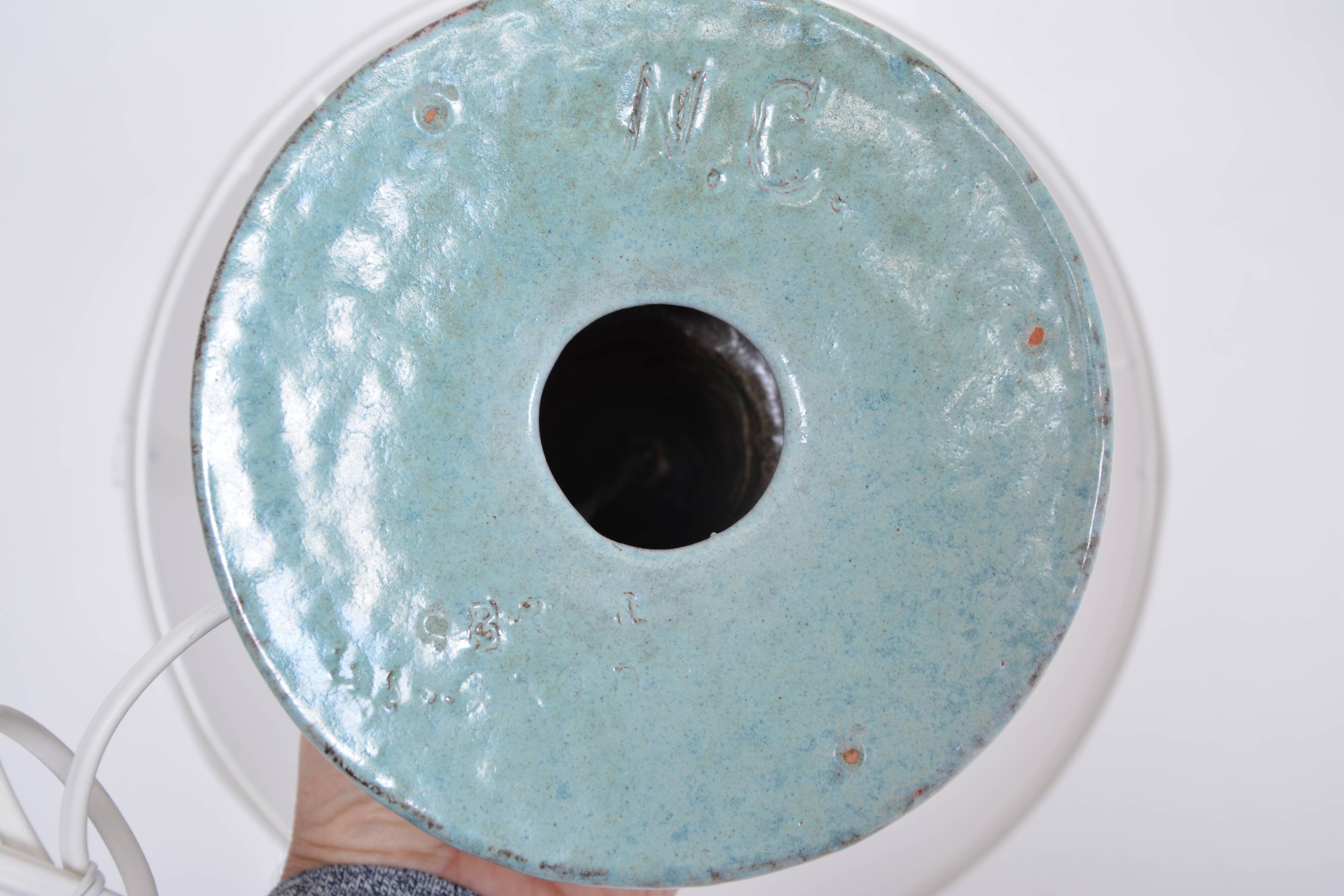 Handmade Danish Mid-Century Modern Ceramic Table Lamp