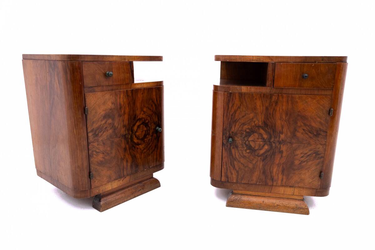 Pair of Art Deco bedside tables, Poland, 1930s.