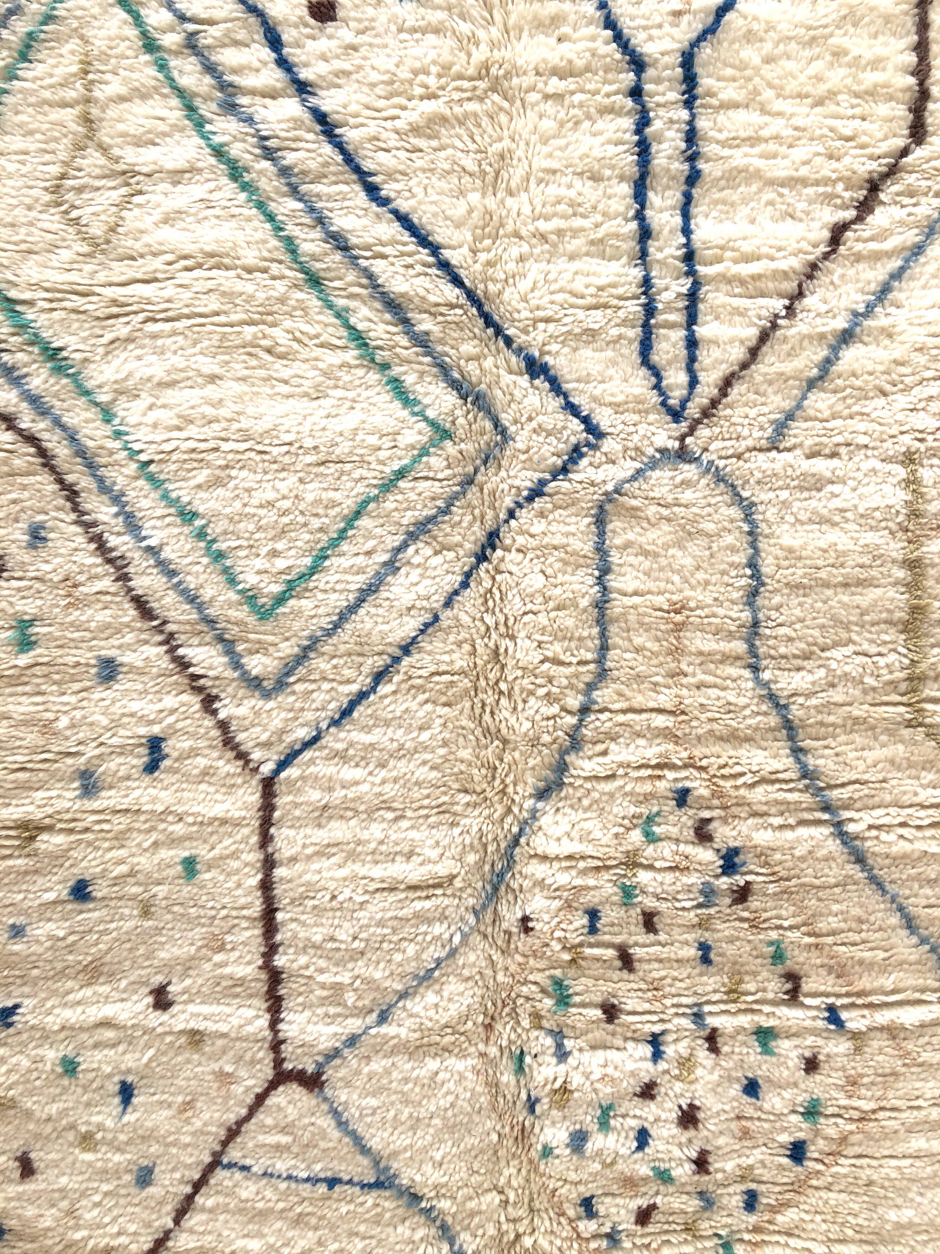 Moroccan Berber carpet Azilal with blue and green motifs 2,45x1,48m