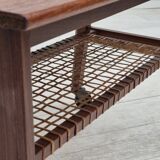 1970s, Danish side table, original very good condition, teak wood, rattan.