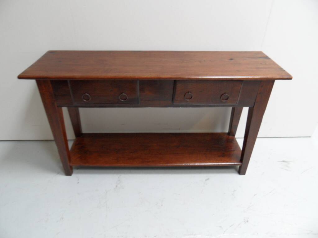 Table d'appoint en chêne ancien avec 2 tiroirs